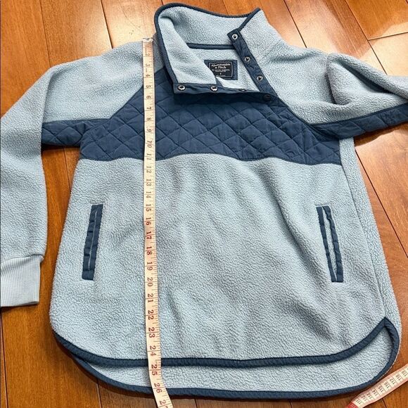 Abercrombie & Fitch Blue Snap-Front Fleece Quilt Chest Panel Tunic Size S - Picture 12 of 12